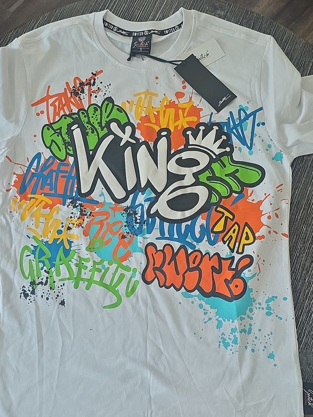 King Graphic Short Sleeve Tee - White Multicolor